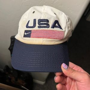 Vintage Nike USA Olympic Hat Snapback Cap Adult White Twill Adjustable 90s 1996